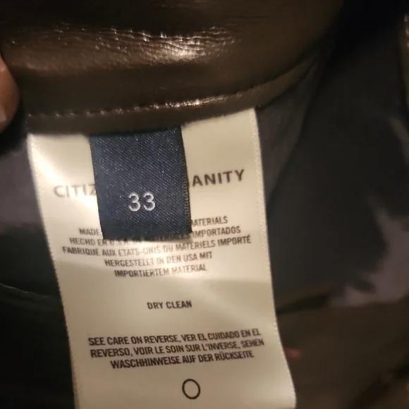 #51...NWT Women's Citizens of Humanity Dark Brown Leather Pants...33 - Picture 2 of 8